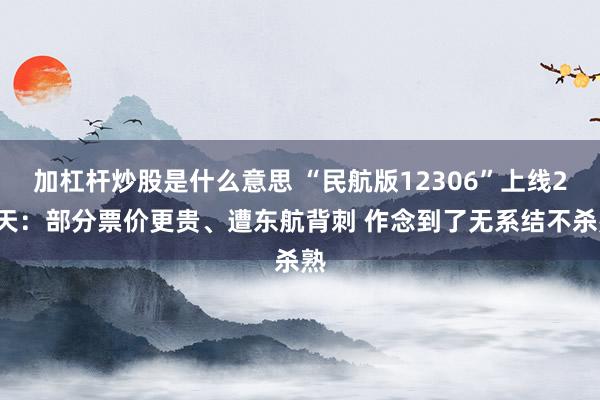 加杠杆炒股是什么意思 “民航版12306”上线22天：部分票价更贵、遭东航背刺 作念到了无系结不杀熟
