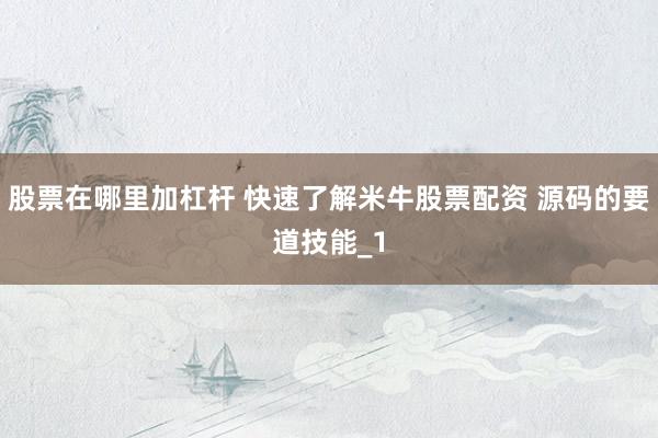 股票在哪里加杠杆 快速了解米牛股票配资 源码的要道技能_1